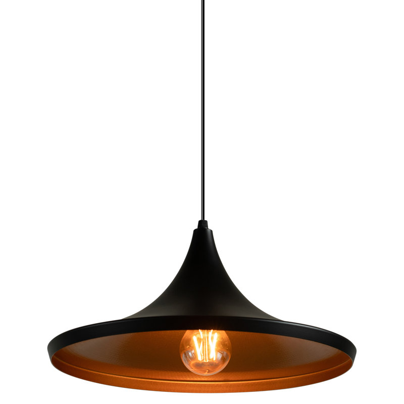 Corrigan Studio® Modern Round Thin Metal Black Pendant Lamp, Ceiling